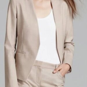 THEORY Lanai Stretch Open Blazer Jacket Oatmeal Tan 2 Business Work Designer